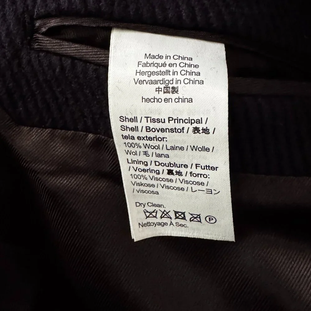 J.Crew Mens $598 Ludlow Topcoat Heavyweight Wool Navy Size 40S